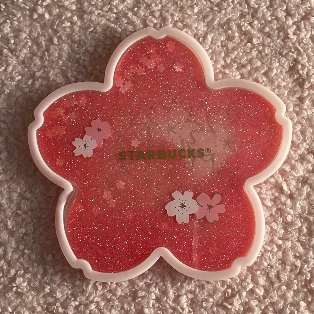 Starbucks Pink Cherry Blossom Water Glitter Coaster - Picture 2 of 3